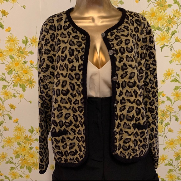 Vintage Tally Ho Leopard button up cardigan Size M - Picture 7 of 14
